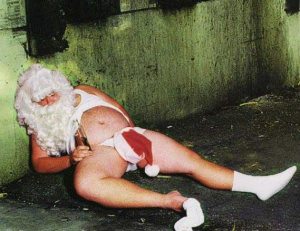 drunk naked santa in alley