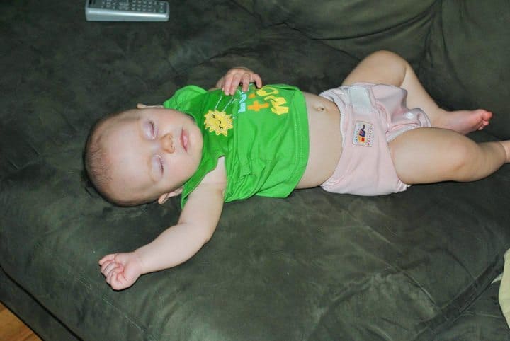 baby asleep on the couch