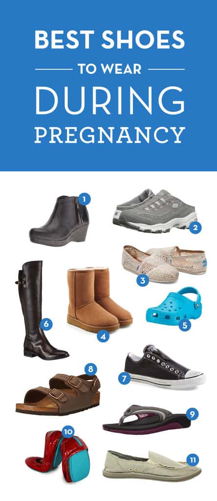 Ease those swollen feet, here's the best shoes to wear during pregnancy. A list of must-haves with the most comfortable shoes for fall, spring, winter, and summer - any season!