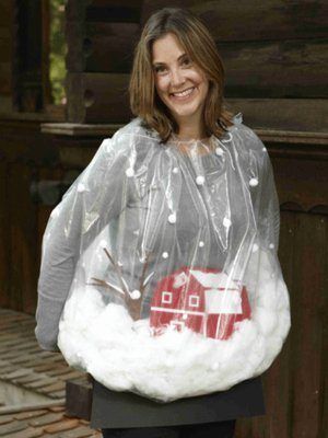 woman dressed in DIY snow globe costume