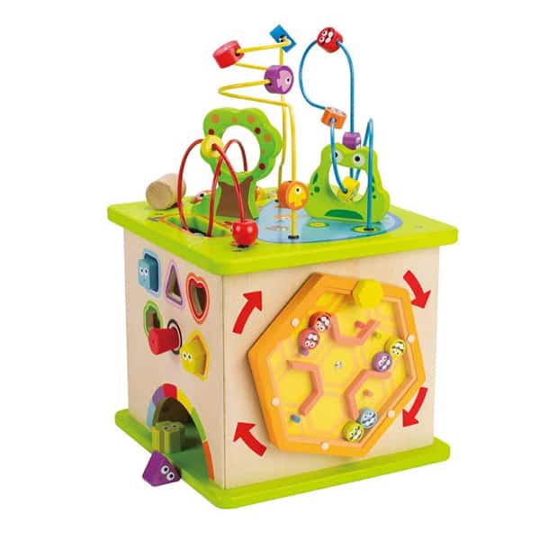 Hape Country Critters Hoạt động bằng gỗ Chơi khối lập phương