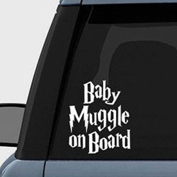 baby muggle on board stuck to the back of car window