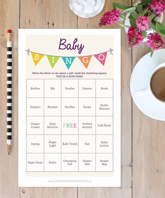 baby shower bingo card