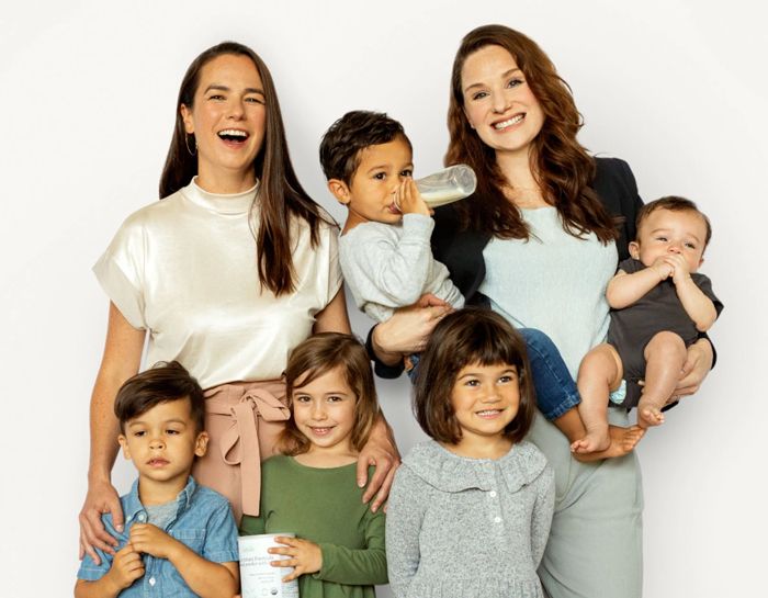 two founder of bobbie formula with their 5 kids