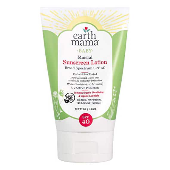 Earth Mama mineral sunscreen for baby