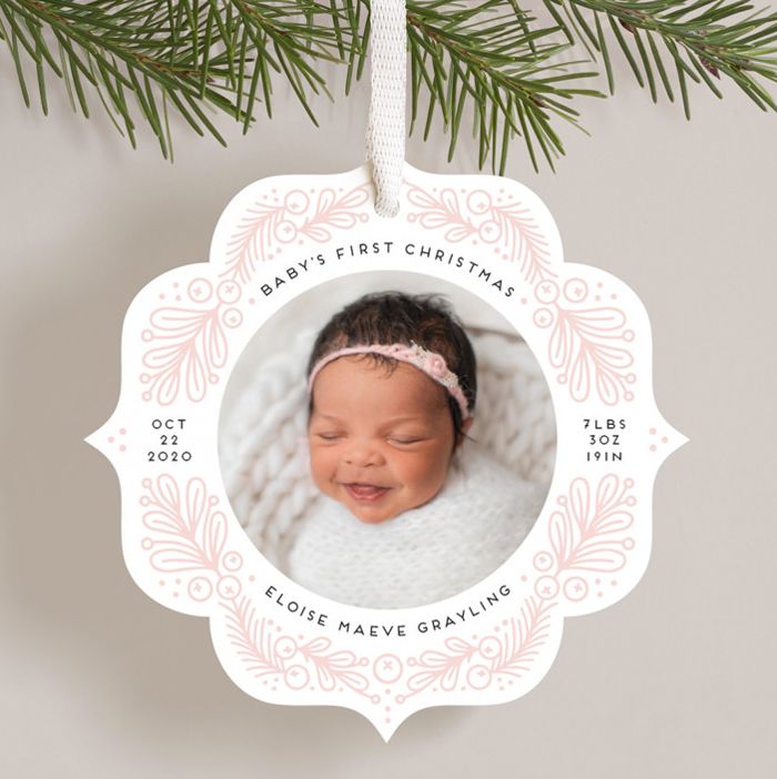 best holiday birth announcements first ornament