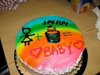 sperm heart baby rainbow cake