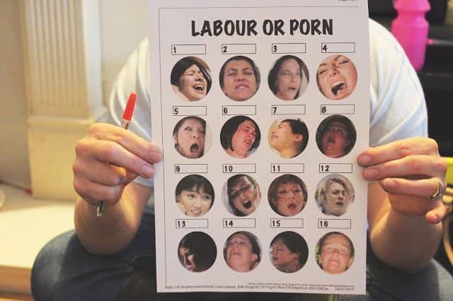 labor or porn baby shower game