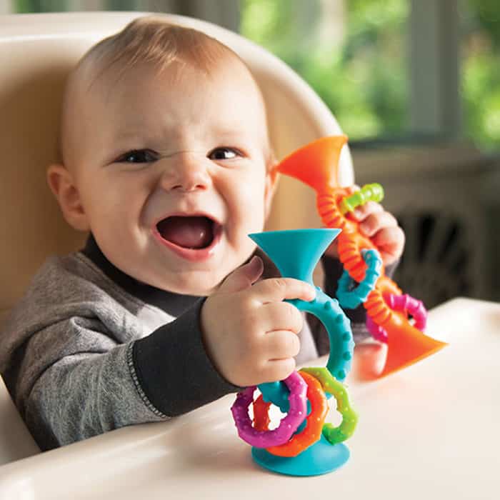 baby playing with loops