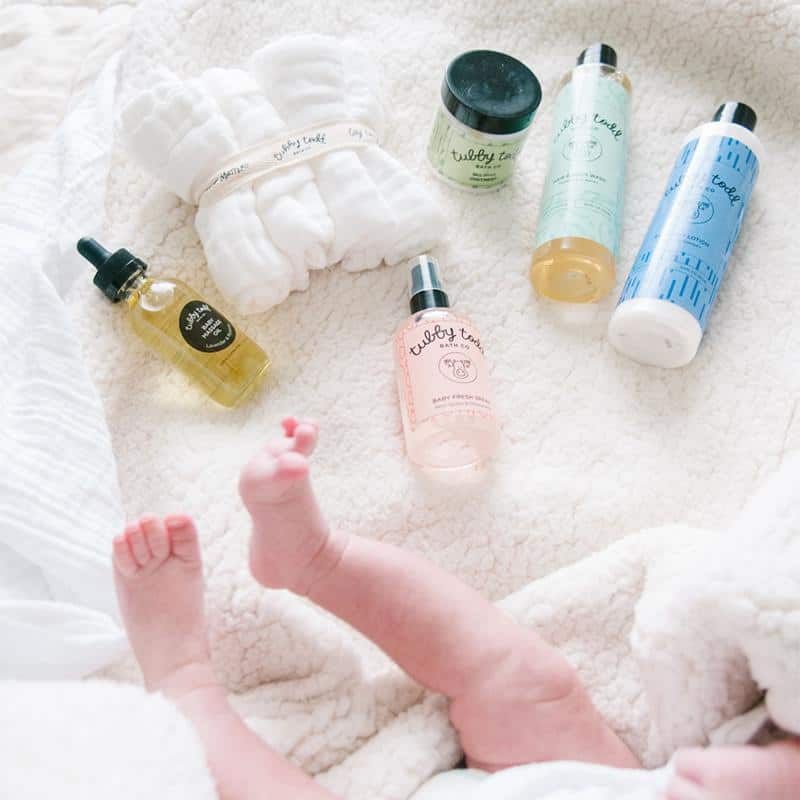 baby feet with tubby todd products