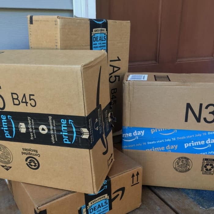 amazon packages on a front porch