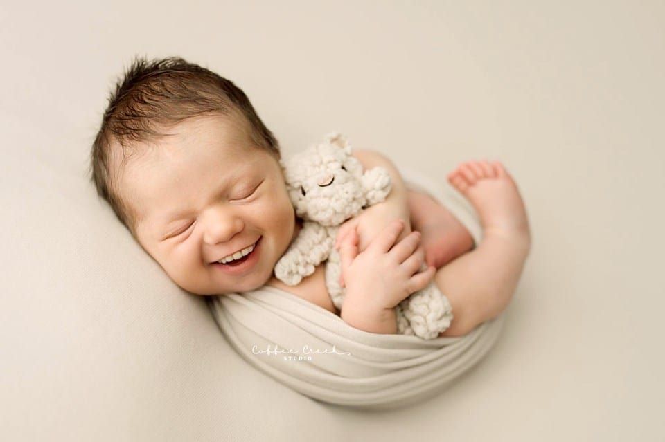 newborn baby with teeth photoshopped in.