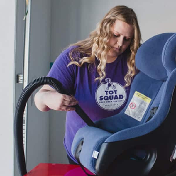 tot squad car seat cleaning installation as a unique baby gift