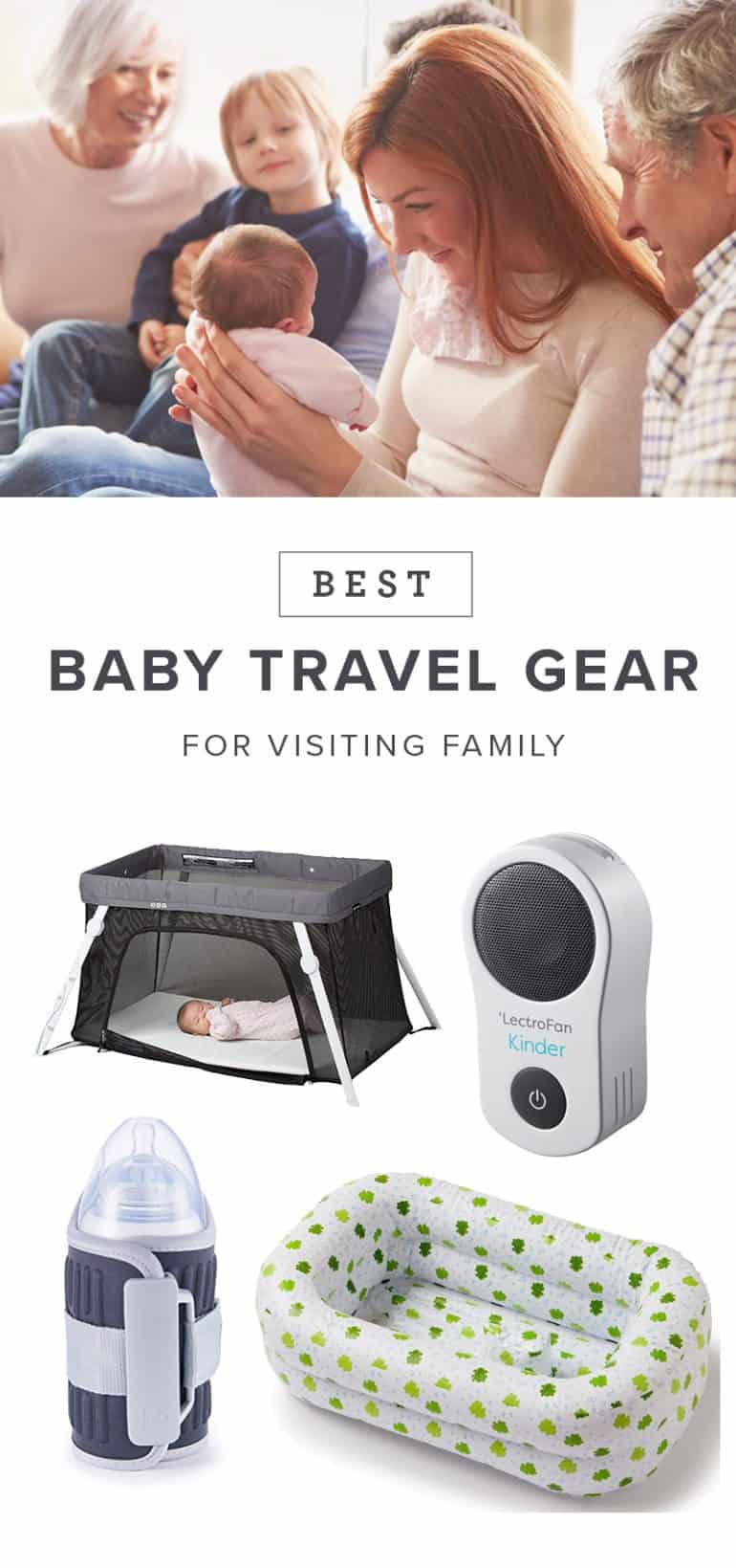 Best tips and awesome baby gear for visiting families and parents. Travel packing list includes portable high chairs, stroller, and infant bassinets!