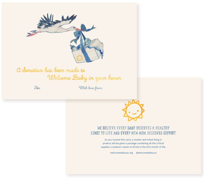With each donation of $135 (the cost of one package) one low-income pregnant mom or family receives a Welcome Baby package.