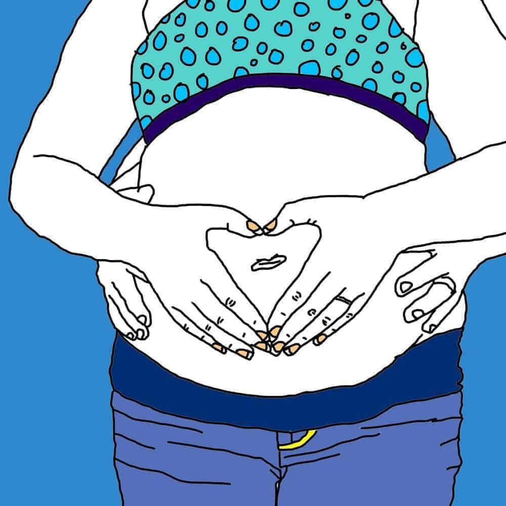 Pregnancy Myths, REVEALED! (An Illustrated Guide) - 4. You have to take at least one picture of your giant stomach with your partner’s hands in a heart framing your cavernous belly button!