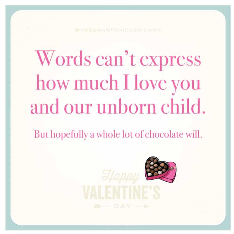 Celebrate Valentine's Day by giving one of our funny pregnancy Valentines cards to the pregnant woman in your life. They are sure to make her laugh.