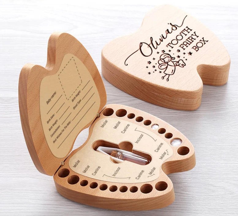 wooden tooth box for baby teeth