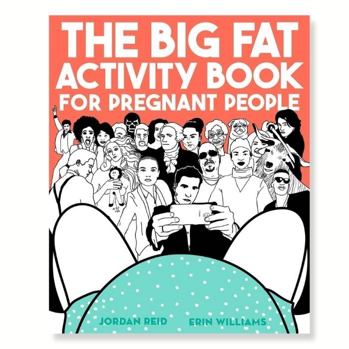 Cover for pregnancy activity book called "The Big Fat Activity Book for Pregnant People"