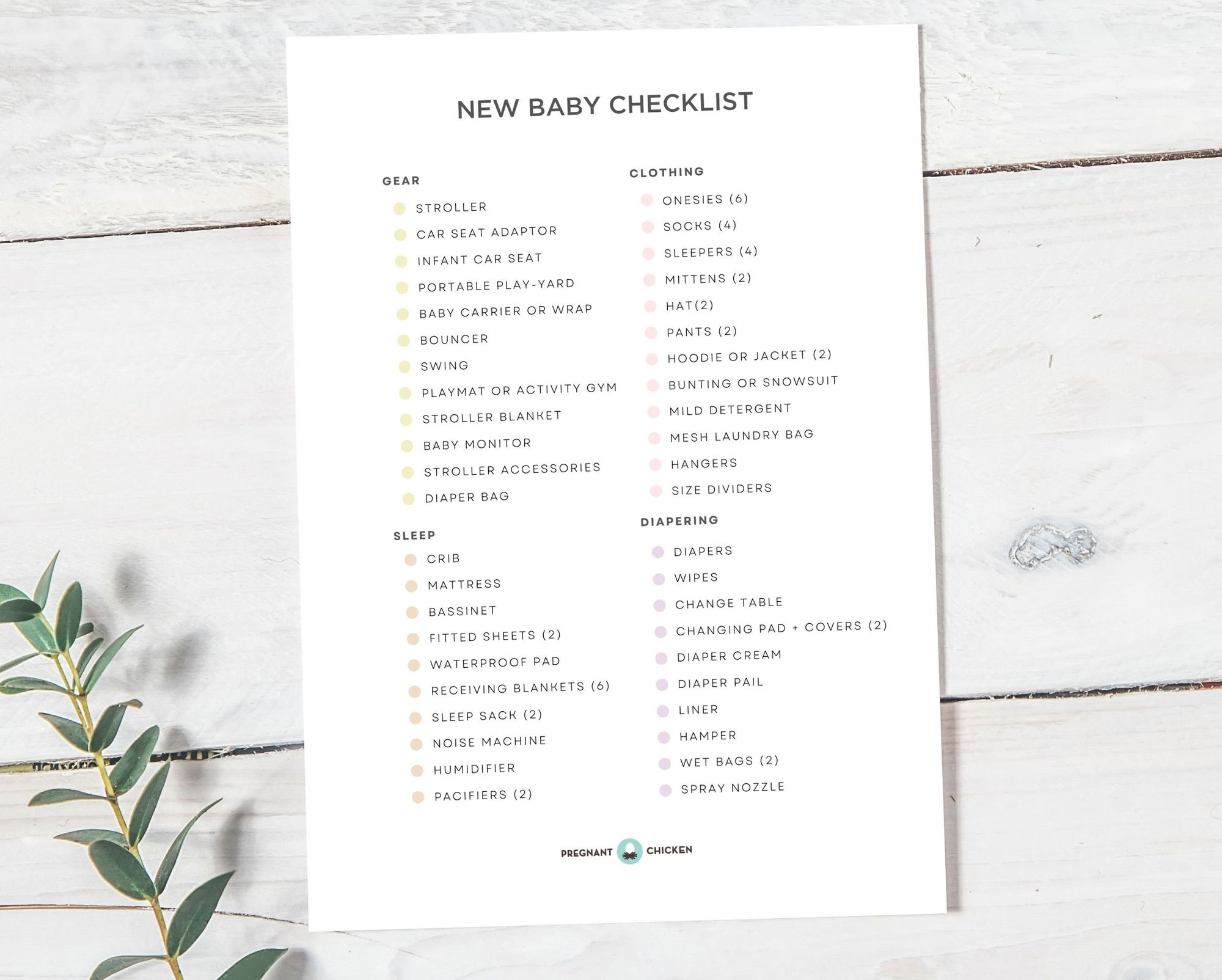 new baby checklist free printable pdf