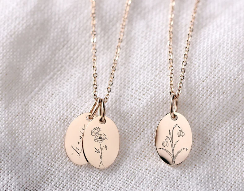 personalized birth flower necklace