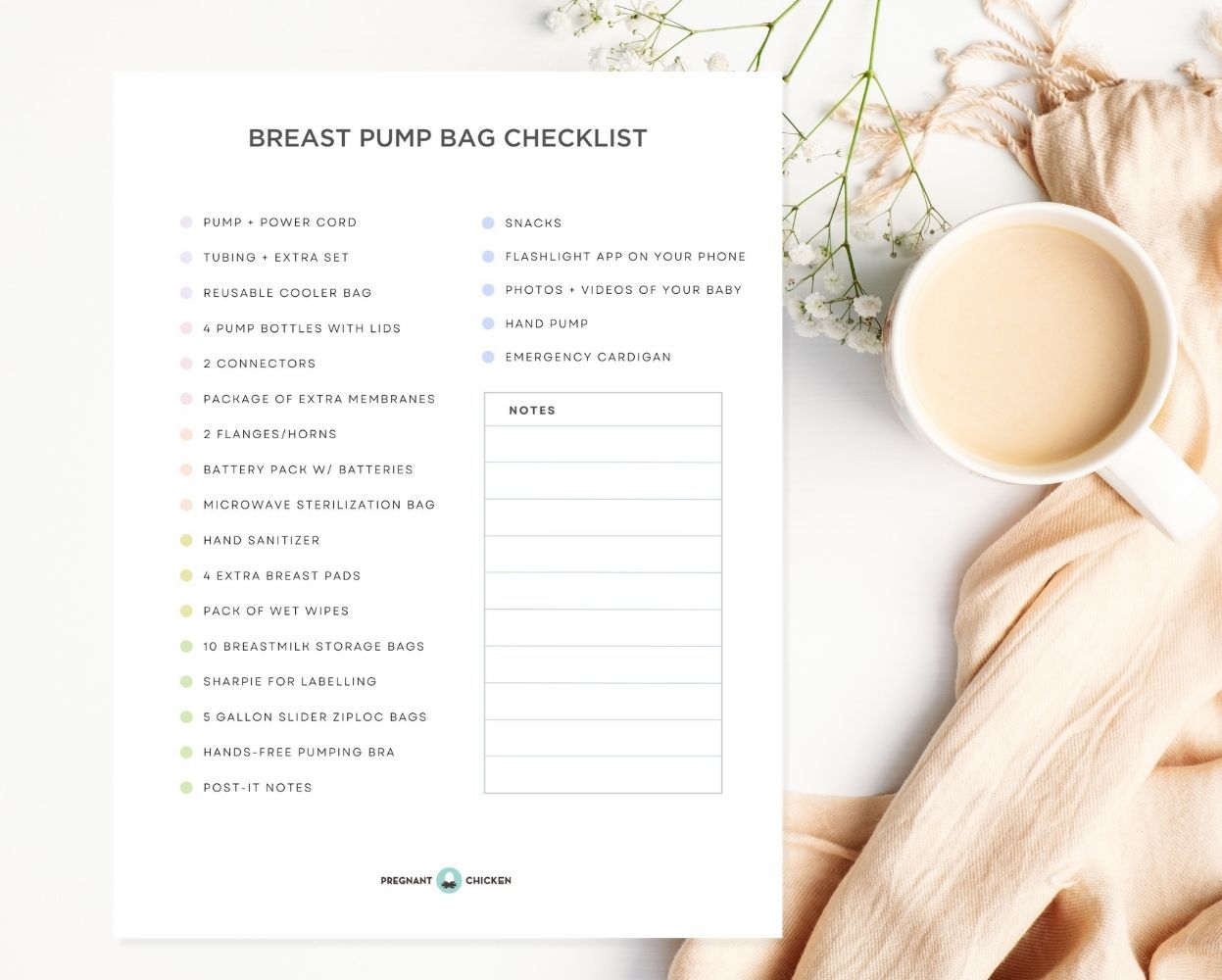 free breast pump bag checklist for work