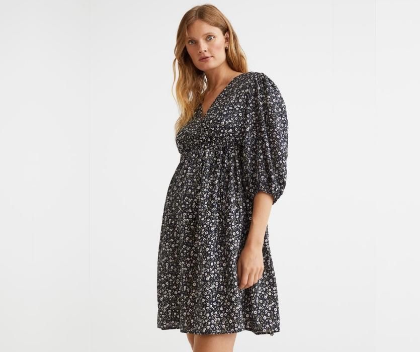 MAMA Wrap Dress Màu xanh đậm / Hoa