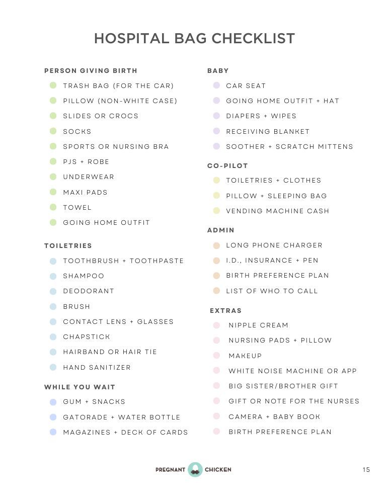 What to pack in your hospital bag checklist printable