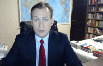 GIF of dad conducting a zoom interview and two kids entering office unexpectedly