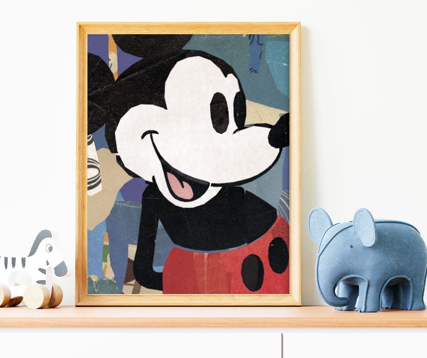 mickey mouse art print in nursery
