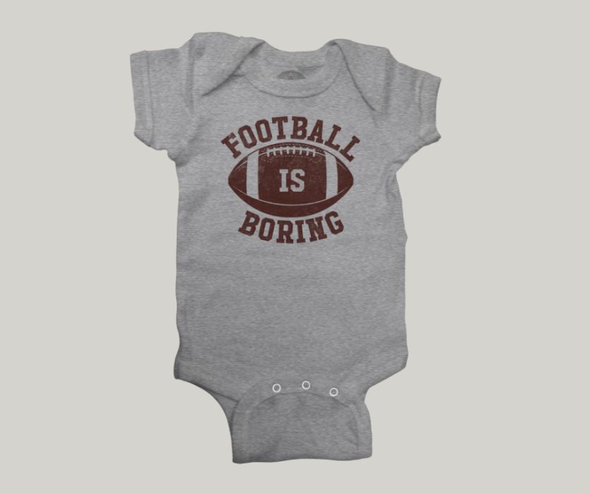 football is boring grey baby bodysuit