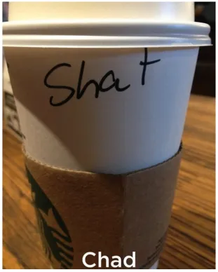 “Grandé non-fat latté for Shat!”