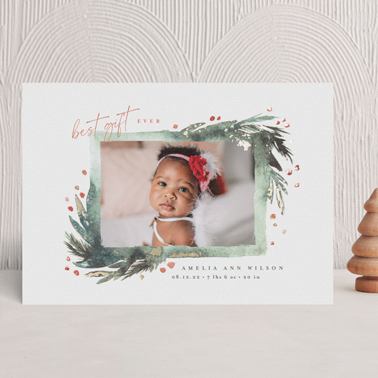 best gift foil printed birth announcment card