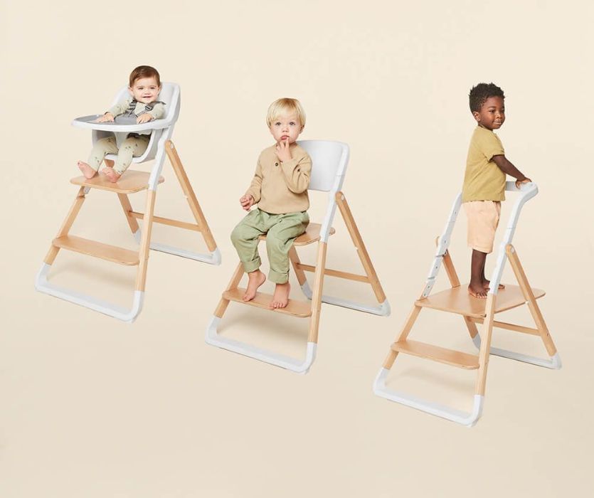 three coversions of the Ergobaby Evolve 3-in-1 High Chair