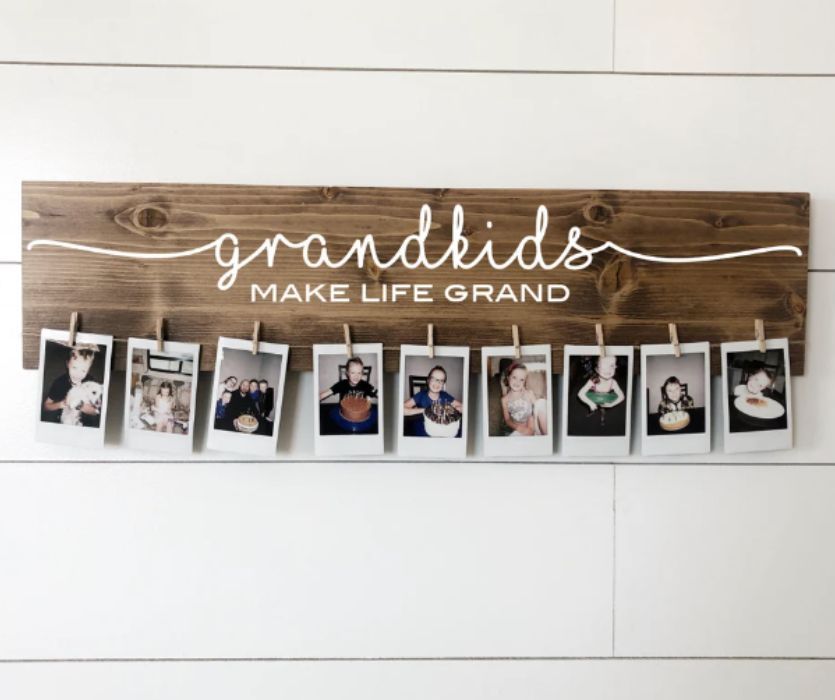 Grandkids Make Life Grand Handpainted Wooden Sign with photos