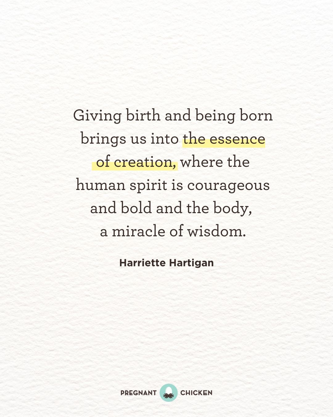 Giving birth and being born brings us into the essence of creation, where the human spirit is courageous and bold and the body,  a miracle of wisdom.