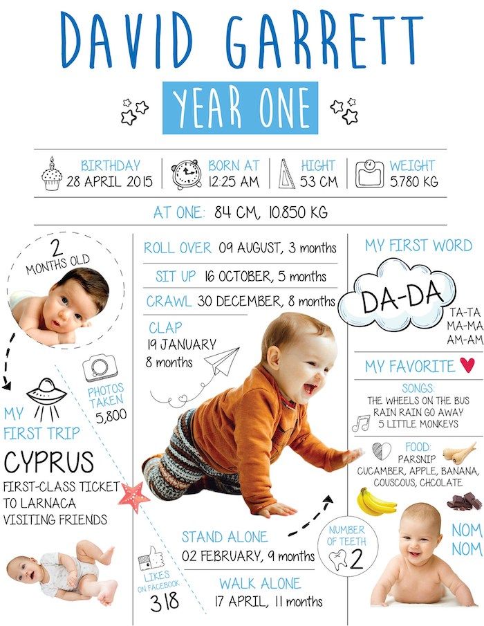 custom baby inforgraphic for a baby boy's first 12 months