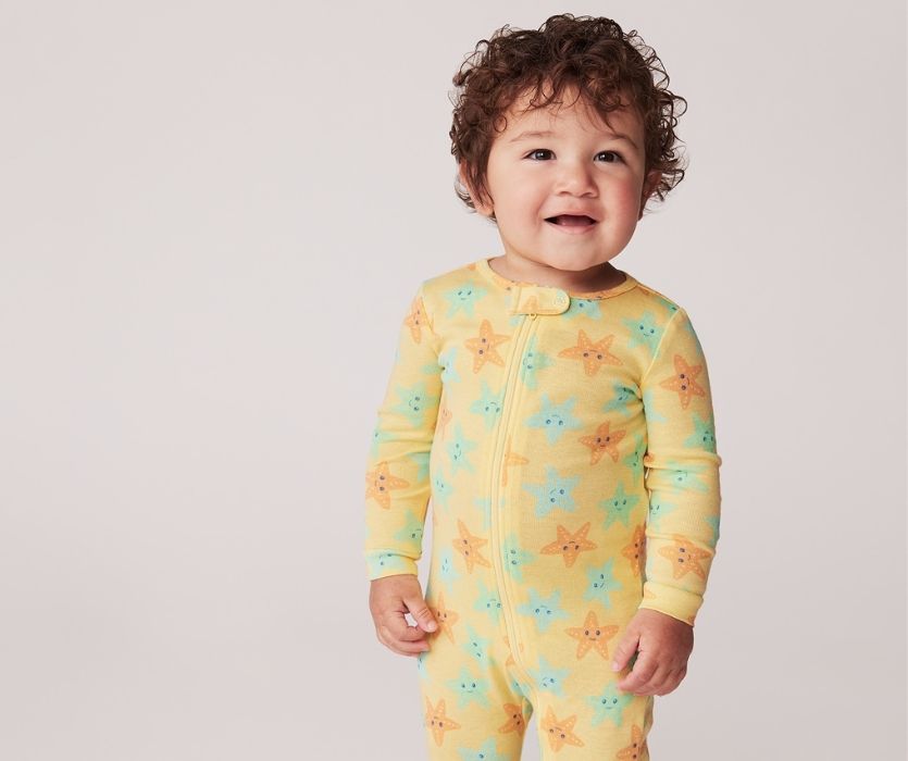 boy wearing yellow starfish joe fresh sleepers