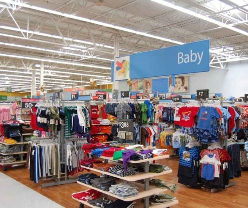 interior shot of the children's clothing section in walmart canada