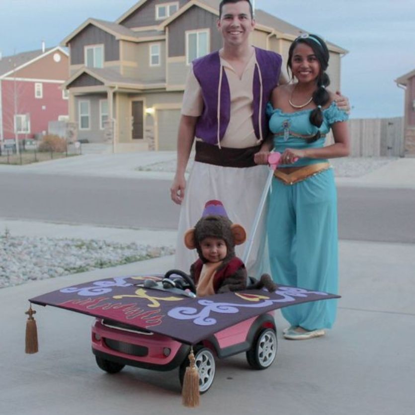 Aladdin family with wagon costumes