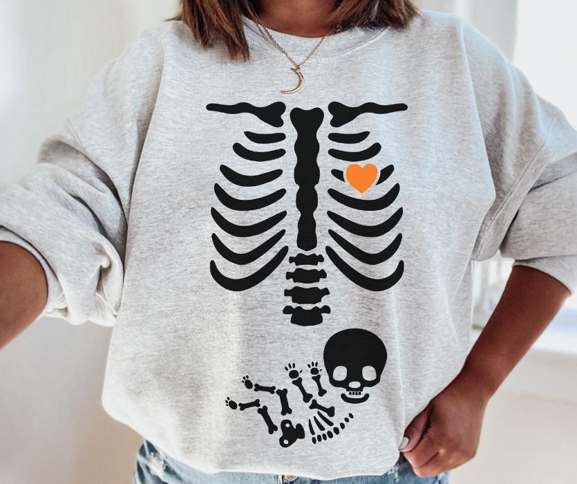 Skeleton Halloween Maternity Sweatshirt 