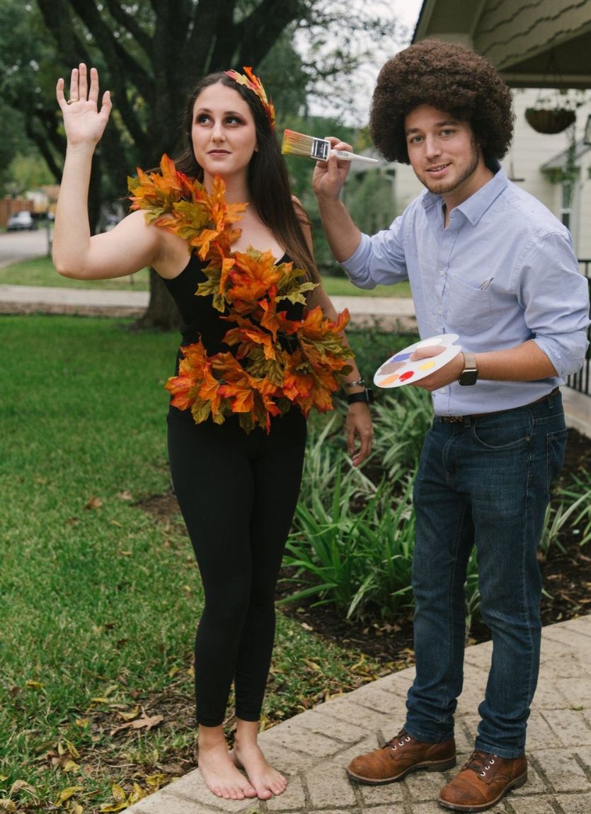 diy Bob Ross and Pretty Little Tree halloween costumes for couples