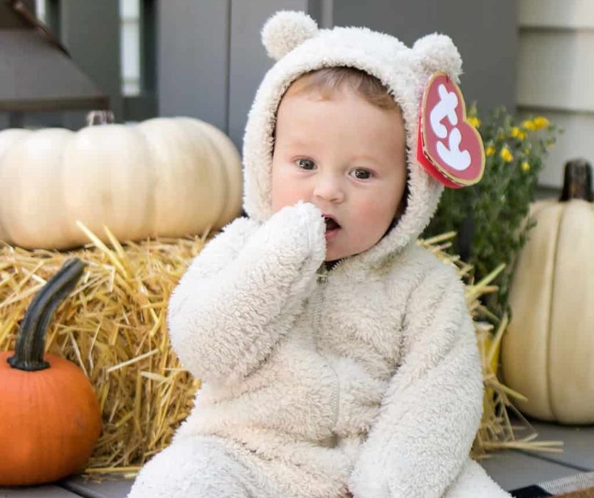 baby dressed as beanie baby