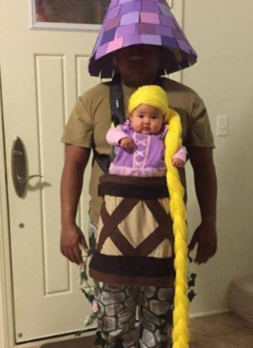 dad and baby rapunzel funny halloween costumes