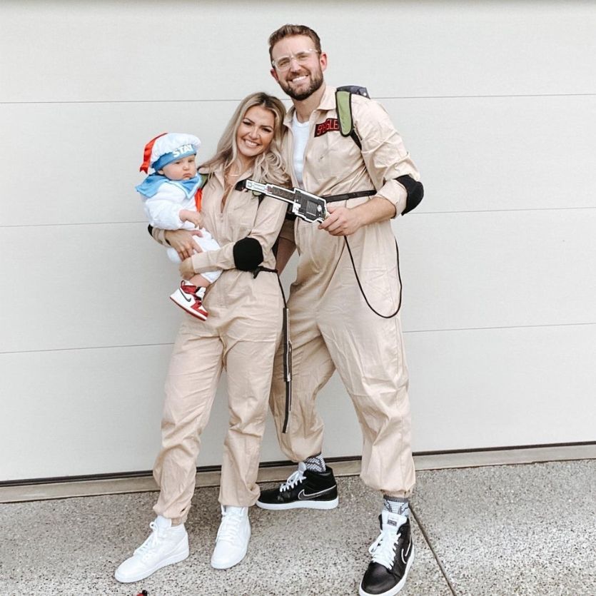 ghostbusters family costume with baby