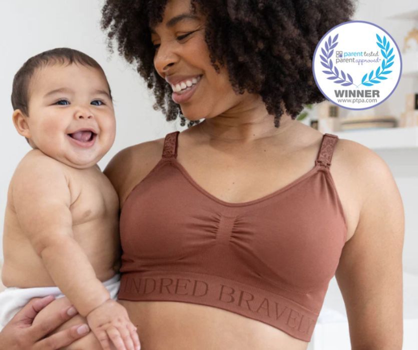 woman wearing Simply Sublime Nursing Bra from Kindred Bravely