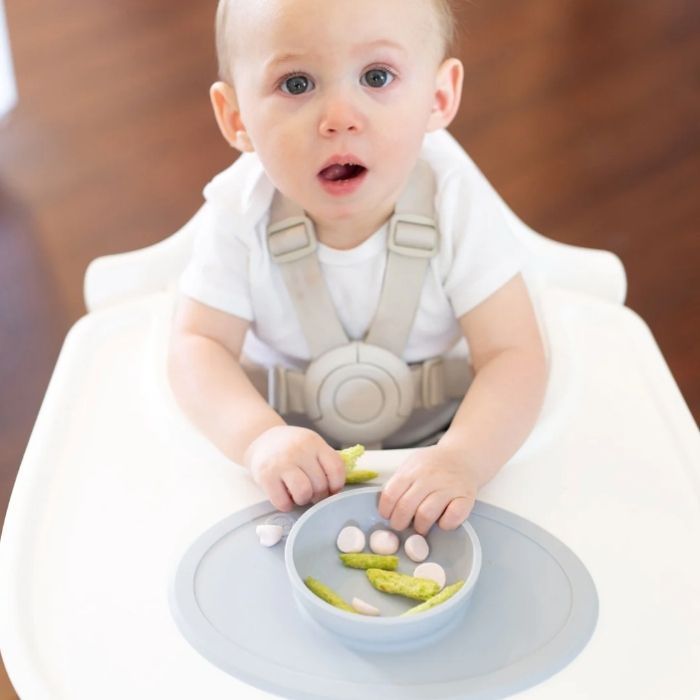 baby eating out of an ezpz Tiny Bowl