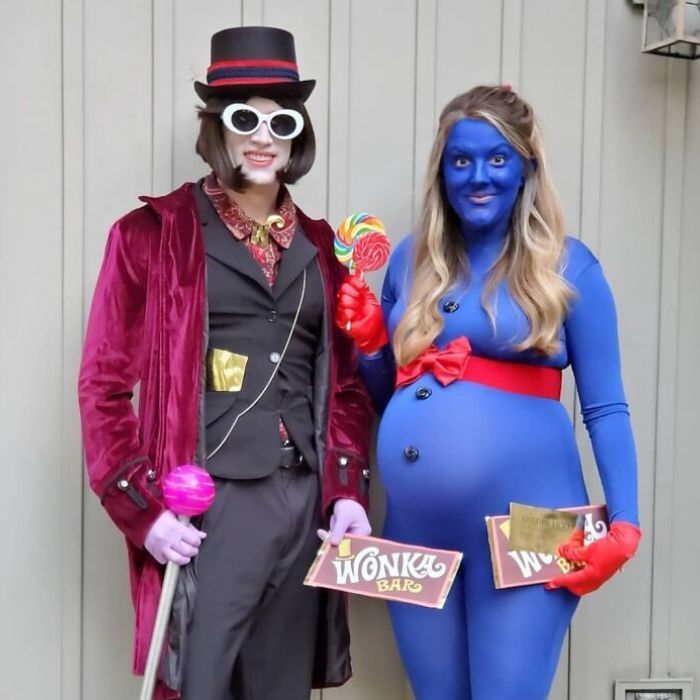 pregnant Violet Beauregarde and Willy Wonka