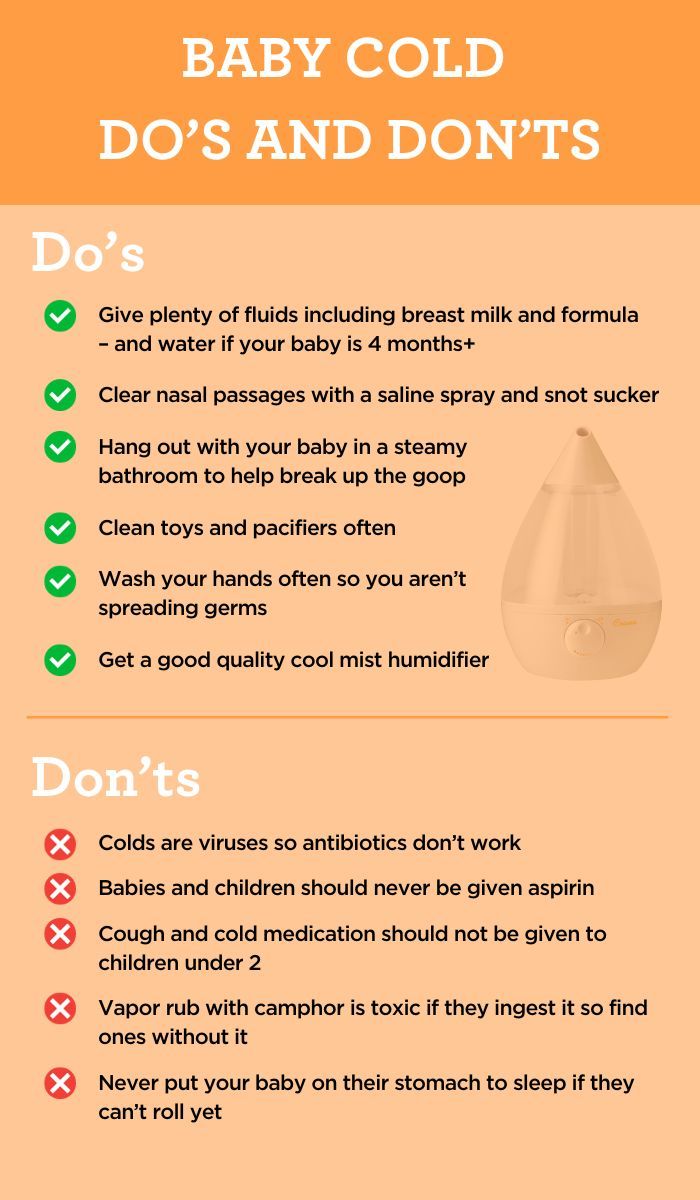 chart of dos and donts for helping a baby with a cold