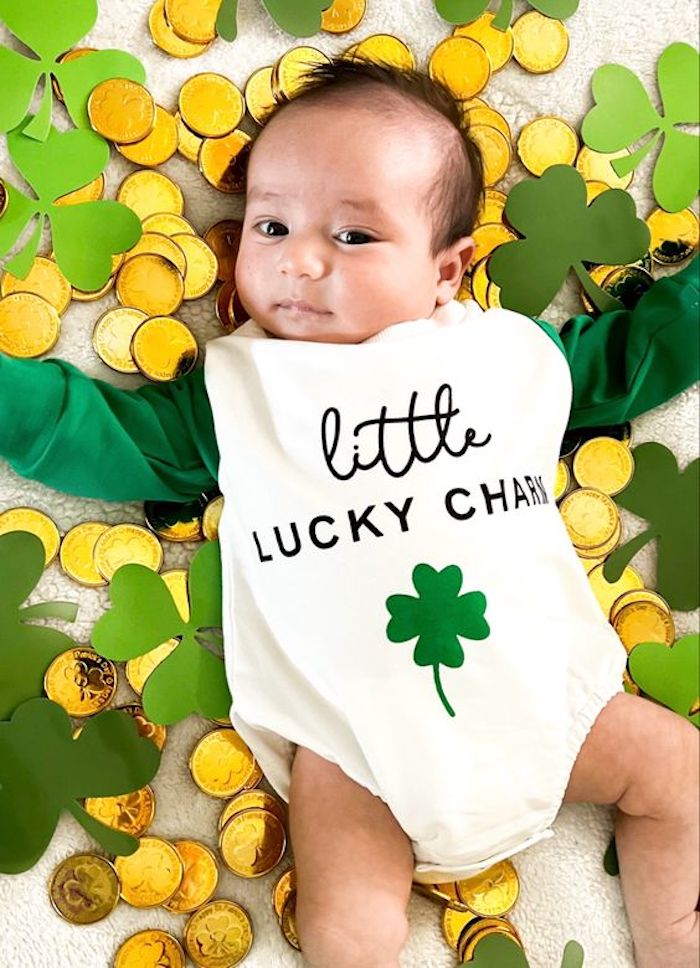 Little Lucky Charm baby onesie St Patrick's Day photo